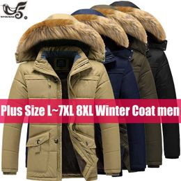 Plus Size 6XL 7xL 8XL Giacca invernale Uomo spesso caldo parka pelliccia con cappuccio maschio inverno cappotto in cotone giacche a vento giacche uomo abbigliamento