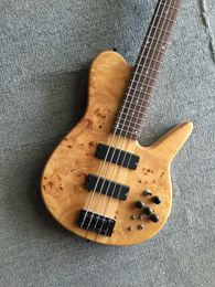 New 5 Strings One Piece Body Electric Bass Guitar Maple Body 24 frets Black Hardware Active Pickups China Made Bass Free Shipping