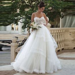 Wedding Dress 2019 Spaghetti Straps Sweetheart Lace Applique Vestido De Noiva Bodice Corset Top A Line Wedding Dress Tulle Bridal Gown