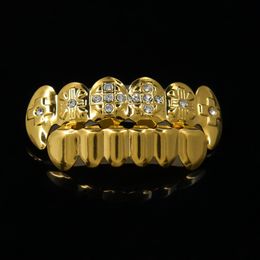 Hip-hop Gold vampire Teeth grillz, HOT Diamante pointed teeth Grills,cheap gold plating Teeth grillz GR7128005