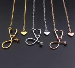 Fashion Medical Jewellery Alloy I Love You Heart Pendant Necklace Stethoscope Necklace for Nurse Doctor Jewellery Gift Wholesale