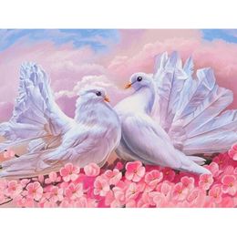 New 5D DIY Diamond Painting Flower Two Pigeon Couple Full Square Diamond Embroidery Picture Of Rhinestone Mosaic Decoration Home