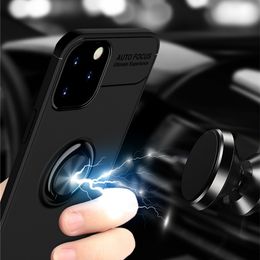 Shockproof TPU Cases For iphone 15 14 Plus 13 12 11 Pro Max XS Magnetic Car Metal Ring Holder Combo Phone Cover