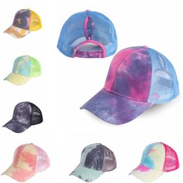 Summer Mesh Ponytail Baseball Cap Hats Fashion Tie Dye Snapback Caps for Outdoor Sport Hat