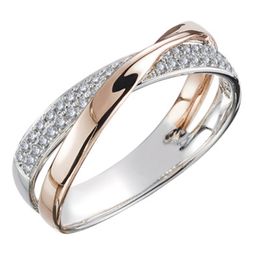 Newest Fresh Two Tone X Shape Cross Ring for Women Wedding Trendy Jewelry Dazzling Stone Large Modern Rings