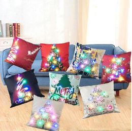 LED Pillow Case Cover Luminous Linen Pillow Covers Light Cushion Cover Pillowcase Christmas Decor Home Sofa Decoration Party Suppirs LSK996