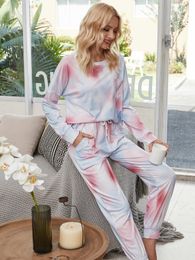 women 2020 Fashion suit Print Autumn leisure wear Two Piece Set Women Tops and Pants Casual Outfits Dye Set Women Sweatpants Set