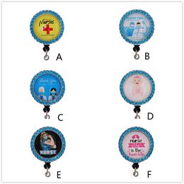 Key Rings Medical Products Wholesale Decoration Rhinestone ID Badge Holder Nurse Retractable Badge Reel
