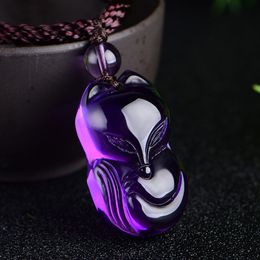 Natural Purple crystal Fox Arts Healing Crystal Gemstone Crafts home ornaments Protection Amulet Charm beauty gifts