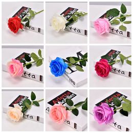 Roses Bouquet Fake Flowers Real Touch Material Artificial Flower Home Wedding Decoration Valentine's Day Gift 50cm 11 Designs BT147