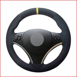 Black Suede Hand Sew Comfortable Soft Steering Wheel Cover for BMW E90 E91 E92 E93 E87 E81 E82 E88 X1 E84 Accessories