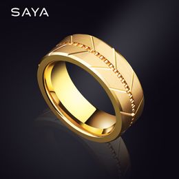 Men Ring, Tungsten Wedding Band 8mm Width Matte Finished Surface Deep Grooved, Customized