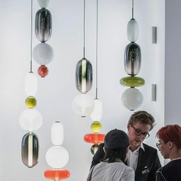 New selling modern minimalist Nordic led chandelier light creative personality glass ball pendant lights hotel bedside pendant lamp