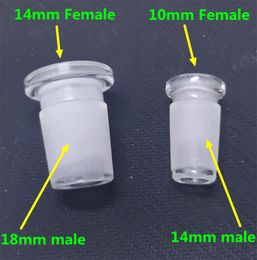 2022 adaptador bong 14mm 18mm 10 mm a 14 mm hembra convertidor adaptador de vidrio masculina para el vidrio de cuarzo Bong cacharro tazón de vidrio de 14 mm a 18 mm hembra macho Conector Reductor