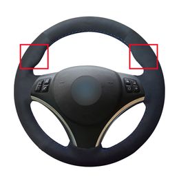DIY Black Suede Leather Car Steering Wheel Cover for BMW E90 320i 325i 330i 335i E87 120i 130i 120d Accessories Parts