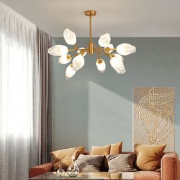 Modern led crystal chandelier light luxury living room pendant lamp glass molecular lamp Nordic villa bedroom dining room pendant lights