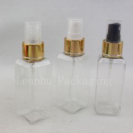 50ml Square Transparent Plastic Bottles With Fine Spray Pump,Empty Cosmetic Containers,Astringent Toner Bottles