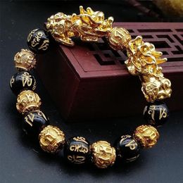 New Arrival Golden PIXIU for Women Men Beads Couple Bracelet Bring Lucky Brave Wealth Feng Shui Bracelets