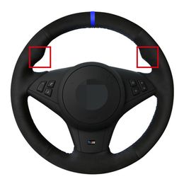 Car Steering Wheel Cover DIY Black Soft Suede For BMW E60 E63 E64 Cabrio M6 2005 2006 2007 2008 2009 2010 Accessories Parts
