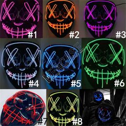Luminous Face Masks for Halloween Designers LED Glowing Horror Mask Purge Face Cover Costume DJ Party Light Up Masks Glow In Dark DHL D81805