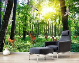 3d Animal Wallpaper Mysterious and Quiet Forest Deer Scenery Background Wall Living Room Bedroom Wallcovering HD Wallpaper