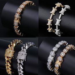 14K Iced Gold Bracelets Mens Hip Hop Jewellery Cool CZ Stone Luxury Deisnger Cubic Zirconia Hip hop Bracelet Gifts