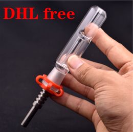 Cheapest Straw Kit dab Oil Rig Mini Hand oil burner bong With 10mm 14mm 18mm Titanium tips Glass Water Bongs