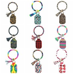 Wristlet Sanitizer Bottle Holder PU Leather Bangles Neoprene Sanitizer Bags Tassel Key Rings Girls Women Jewelry 22 Designs 500pcs DW5787