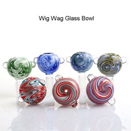 DHL!!! Wig Wag Glass Bowl 14mm Male Color Heady Bubble Smoking Glass Bong Bowls Piece For Herb Glass Water Bongs Dab Oil Rigs