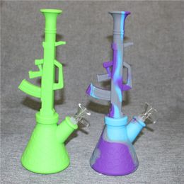 11" Shisha hookah glass dab rig silicone bong water pipe with glass bowl portable hookah unbreakable food grade