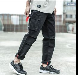 Fashion High Street Men Jeans Long Casual Pants Army Green Big Pocket Cargo Pants Hip Hop Punk Jogger Brand Jeans Men