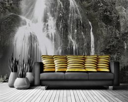 3d Photo Wallpaper Custom Retro Minimalist Forest Waterfall Living Room Background Wall HD Decorative Beautiful Wallpaper