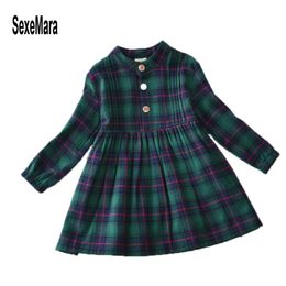 Autumn 2020 European Winter Dresses Casual Children Clothing Kids 2 3 To 8 9 10 12 Year Long Sleeve Black and Green Dress Girl