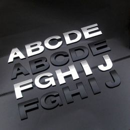 WL New 44mm 3D DIY Letters Alphabet Emblem Chrome And Black Car Sticker Digital Badge Logo Accessories