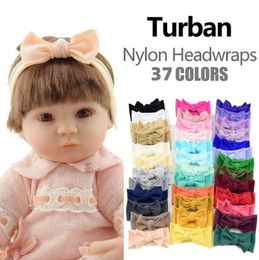 Baby Girl Headband Bowknot Nylon Hairbands Solid Elastic Newborn Turban Cute Headwrap New Headdress Infant Hair Accessories 37 Colours