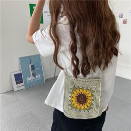 New- Women Shoulder Bag Colourful patchwork weave Canvas cotton Handbag cute korea style