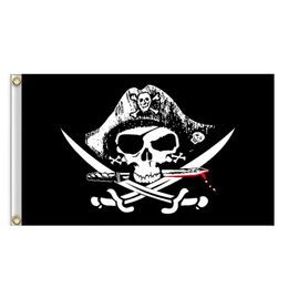 Skull Crossbones Pirate Flag 3x5ft Skull Pirate with Two Cross Knife Flags 90x150 cm for Home Or Boat Decoration, free shipping