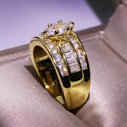 Female Wedding Ring Set Vintage Crystal 18KRGP Gold Filled Eternity Stackable Ring Promise Engagement Rings for Women