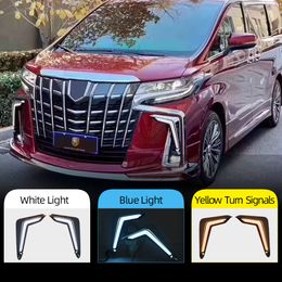 2PCS LED DRL For Toyota Alphard 2018 2019 Daytime Running Lights Daylight Fog Lamp with Running Turn Signal night blue