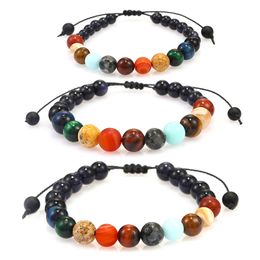 10mm Handmade Braided Natural Stone Strands Beads Energy Charm Bracelets For Women Men Party Club Decor Jewelry