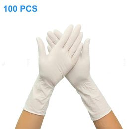 Latex Examination Gloves Disposable White NonSlip Gloves Kitchen Waterproof Powder Free Home Dishwash Household Protective Products