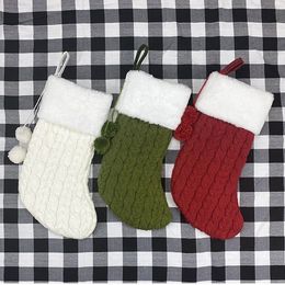 hot Christmas decorations gift bag Christma knitted socks cute Christmas stockings pendant Party Supplies 3style 20pcs T2I51328