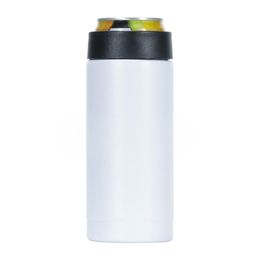 12oz Sublimation Can Cooler Heat Transfer Slim Straight Cup Can Insulator Stainless Steel Double Wall Beverage Can Cold Keeper A02