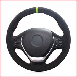 Black Suede Green Marker Steering Wheel Cover for BMW F20 2012-2018 F45 2014-2018 F30 F31 F34 2013-2017 F32 F33 F36 kit