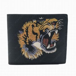 New short wallet Bee Tiger coral snake print high-quality artificial coated canvas black gray print short wallet D451273301K