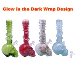 Soft Glass Smoking Water Pipes Hookahs Glow in the Dark Wrapped Design for Dry Herb Tobacco