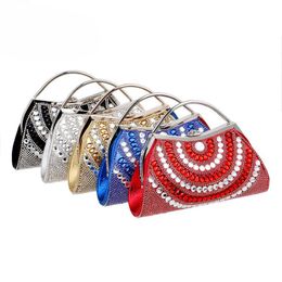 Bule Colour Luxury Shape Women Crystal Evening Clutch Bling Ladies Dinner Party Bag Diamond Purse Formal Occasion