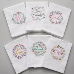 Table Napkin 6PCS/Lot Cotton Rectangle Servetten Dishtowel Kitchen Towel Dish Cleaning Cloth Embroidered 45x70cm