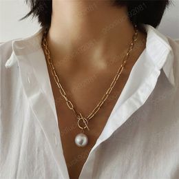 Boho Vintage Pearl Pendant Choker Necklace for Women Girls Wedding Punk Imitation Pearl Beads Charm Beach Statement Necklace Jewelry