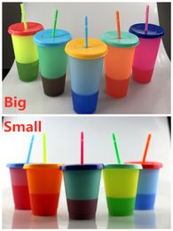 New 480ML 710ML Colour Changing Cup Thermochromic tumbler Colour change PP with lid and straw 5 Colours Options